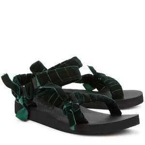 Arizona Love Trekky Green Velvet Trimmed Sandals - Size 39/US8.5